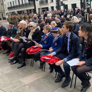 children sat outside for Remembrance Day
