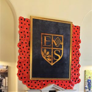 Eaton Square logo with poppies surrounding it