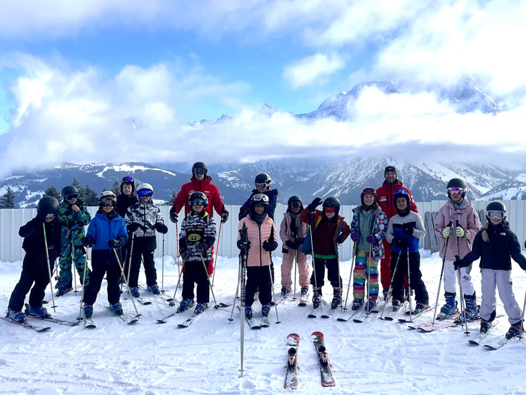 children on a skiing trip