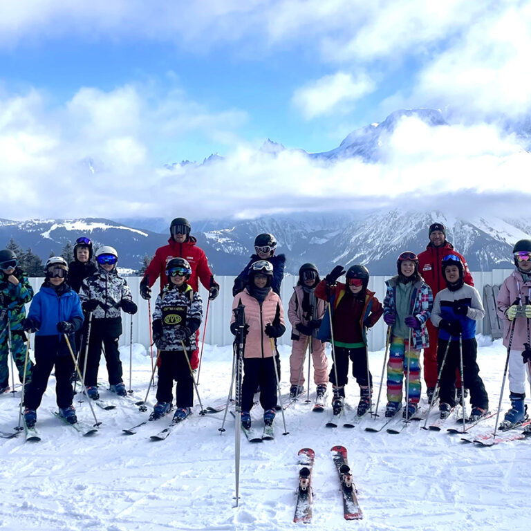 children on a skiing trip