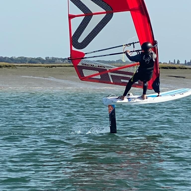 Caedon Flying On His IQ Olympic Windsurf Foil